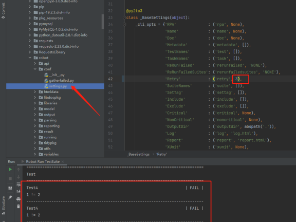 robotframework自定义python关键字及失败用例重新执行